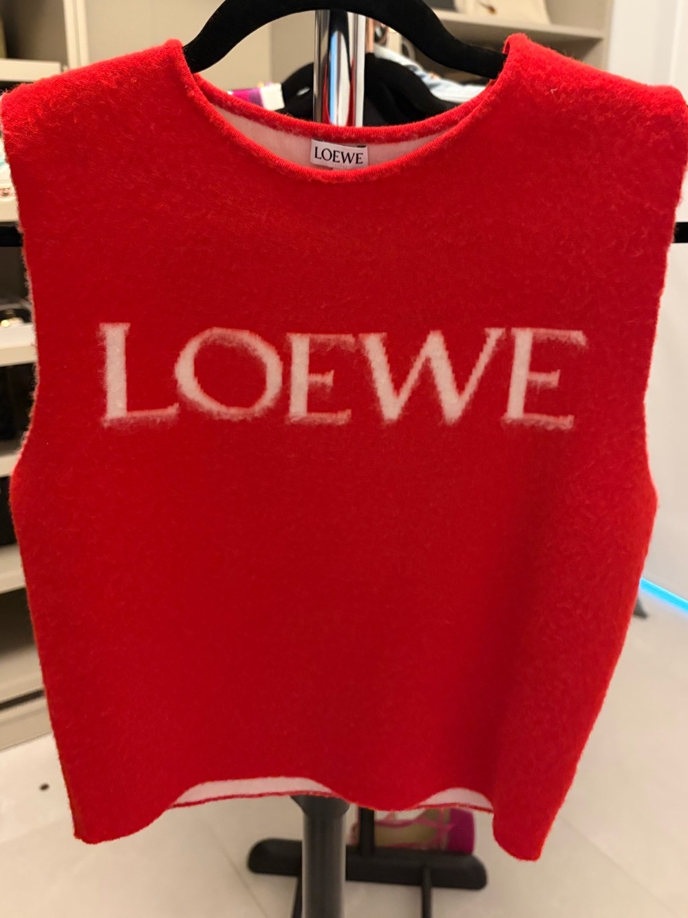 Loewe Red Knit Logo Tank Top